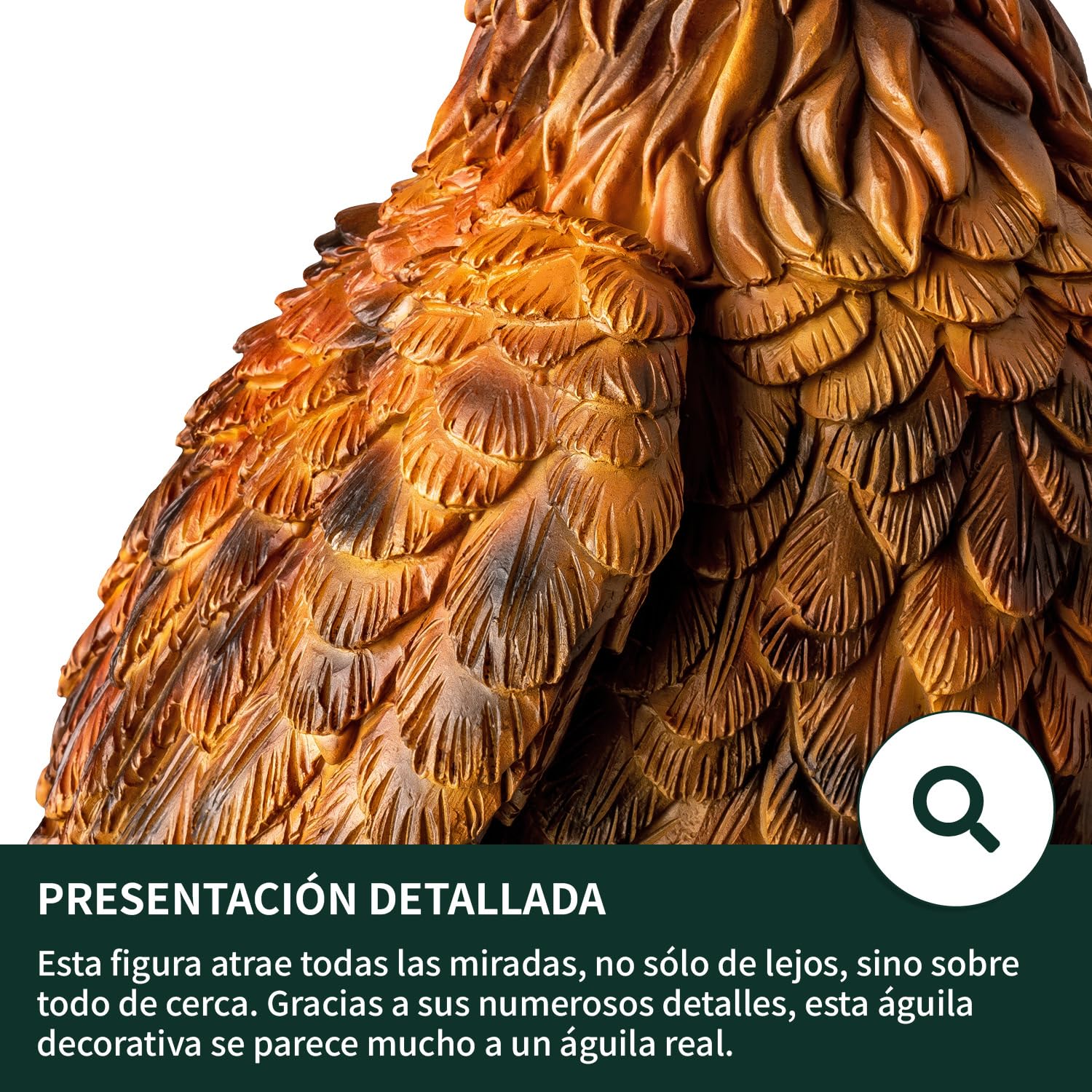 VERDOBA - Figura de águila de poliresina, grande - Estatua de águila de resina, resistente a las heladas y tamaño real - Figuras de jardín para exterior XXL - Figura decorativa de jardín grande