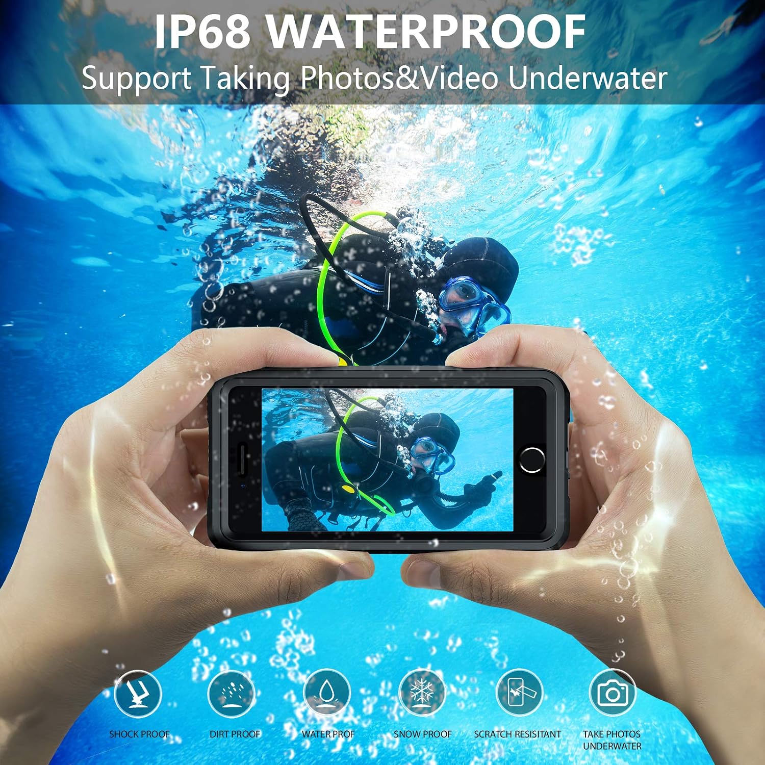 Temdan for Samsung Galaxy S22 Plus Case,Galaxy S22+ Plus Waterproof Case with Built-in Screen Protector Full Body Protective Shockproof IP68 Underwater Case for Galaxy S22+ Plus 5G 6.6" 2022, Black