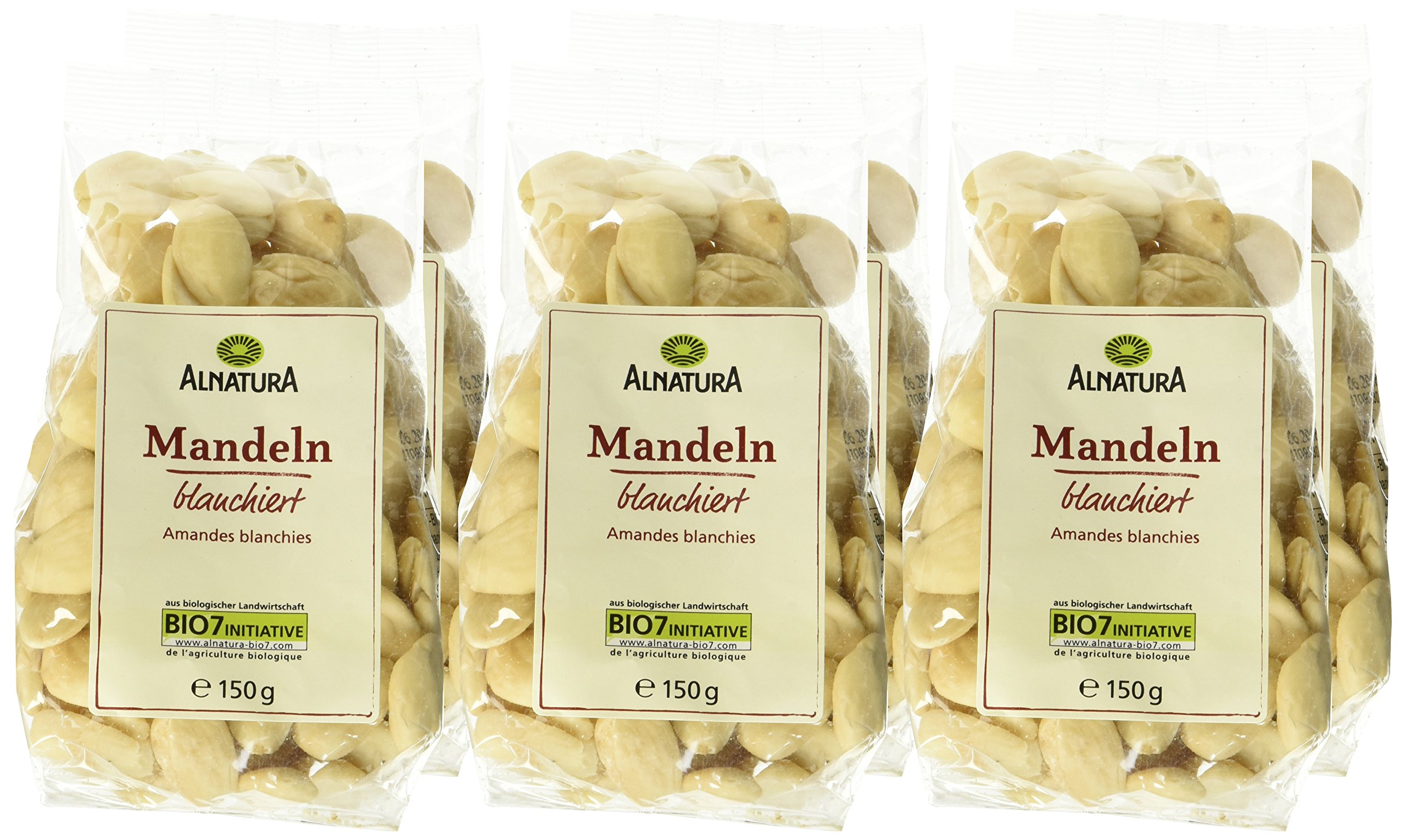 Alnatura Bio Mandeln blanchiert, 6er Pack (6 x 150 g)