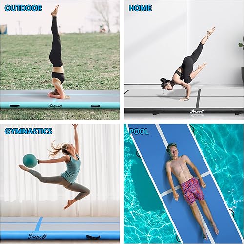 Miniatura 6 de Jospolf Colchoneta inflable de gimnasia de 10131620 pies para entrenamiento de gimnasiauso domésticoyogagimnasia acuática con bomba