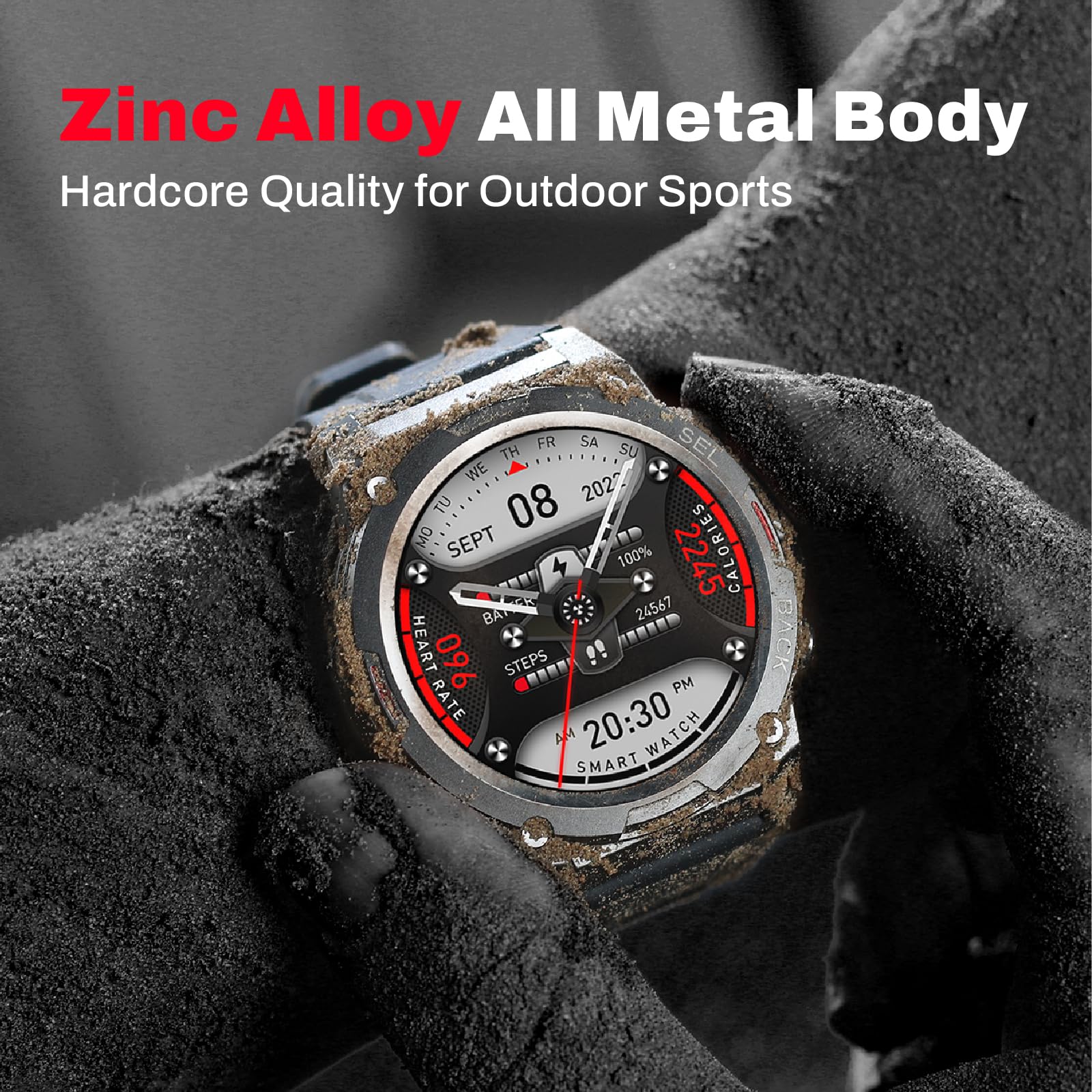 Smart Watch,1.43" AMOLED Display,70+ Days Battery Life,100+ Sports Modes Rugged Military Smartwatch for Android iPhone(Call Receive/Dial),100M Waterproof Fitness Tracker Heart Rate Monitor