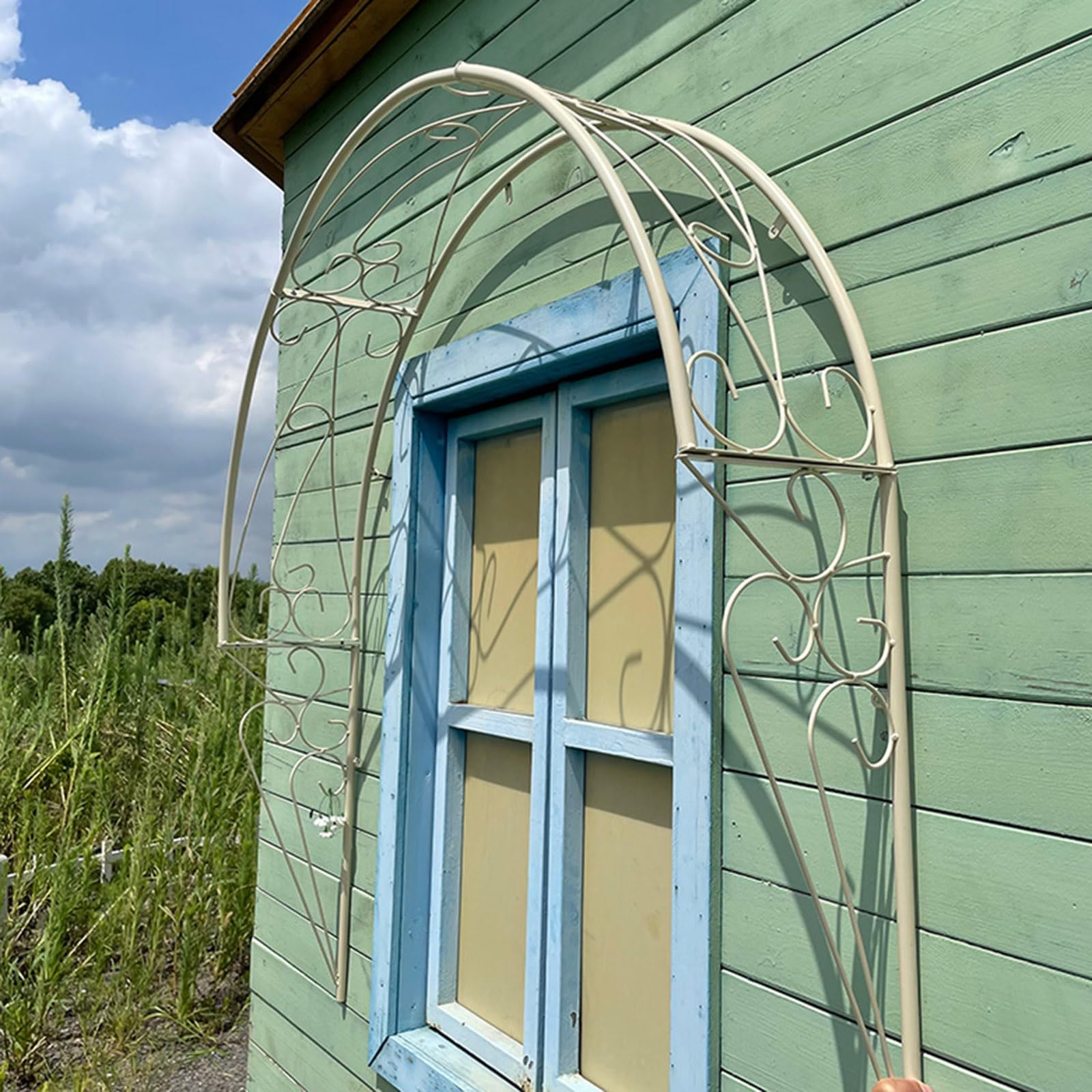 Wall-Mounted Garden Arch for Climbing Plants Half Round Rose Arches Wrought Iron Decorative Arches Arbour Archway Garden Arch Trellis for Patios Windows Gardens Porches