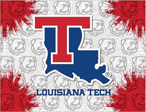 Louisiana Tech Bulldogs HBS gris y rojo lona de Pared Art imagen impresión