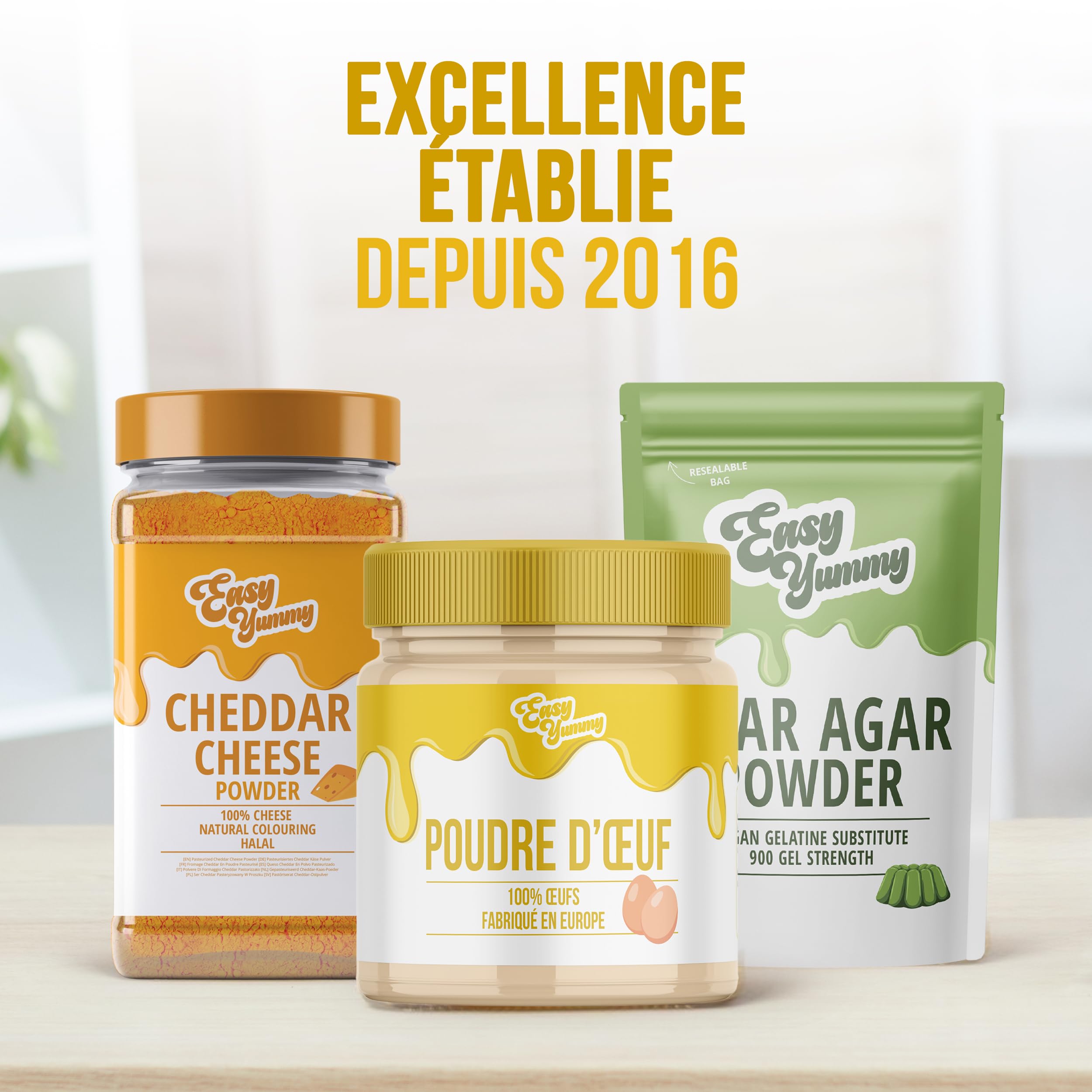 EASY YUMMY - Œuf entier en poudre pour la cuisine (500g), 100% d'œuf en poudre