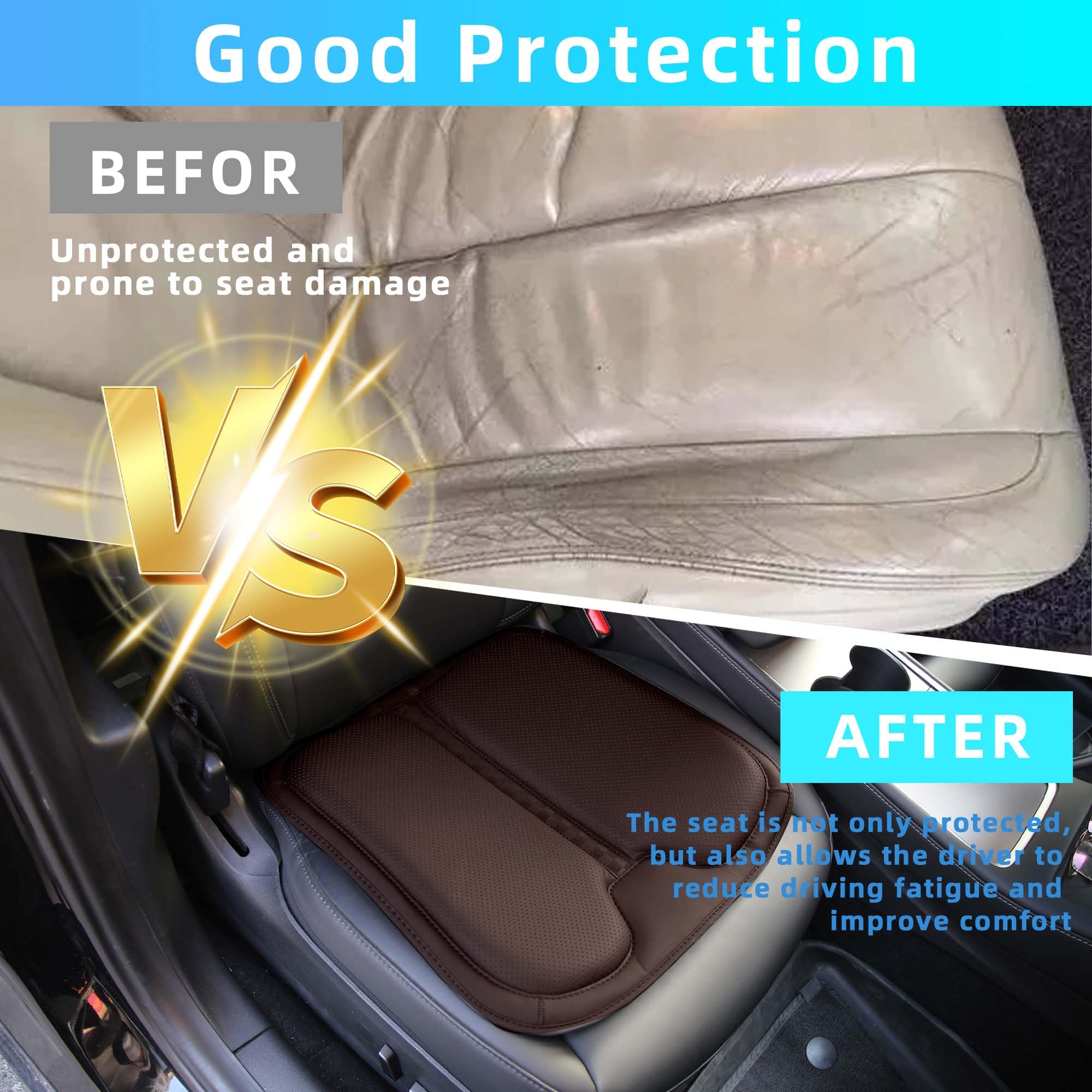 Cojín de Asiento de Automóvil Memoria Nappa Cuero Protector de Asiento Múltiple Diseño Ergonómico Espuma de Memoria Brown,1pcs