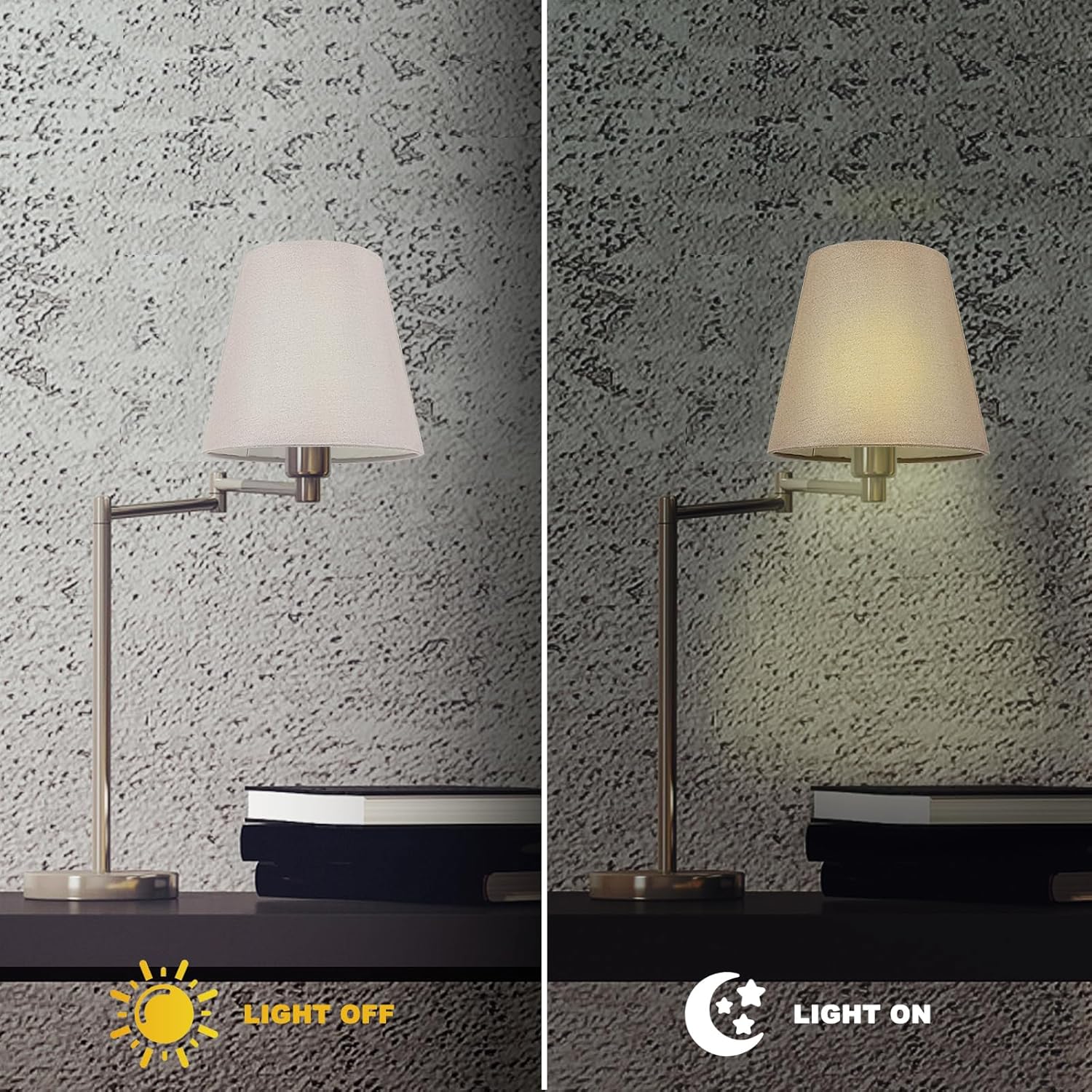 DOITOOL Cloth Lamp Shades 2-Pack Mini Linen Clip-on Covers for Table Lamps Chandeliers Wall Lights 5.51X5.11X7.08In Rustic Fabric Lamp Covers for Home and Hotel Decorative Lighting Accessories