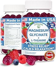 Lunakai USA Made Magnesium Glycinate Gummies 426mg with L-Theanine – Calm, Sleep, Stress Relief for Adults & Kids, Non-GMO, Vegan, 60ct