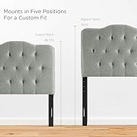 Vista 4 de Modway MOD-5160 Annabel - Cabecero tapizado con botones de estilo capitoné en tela de lino para cama individual en color gris