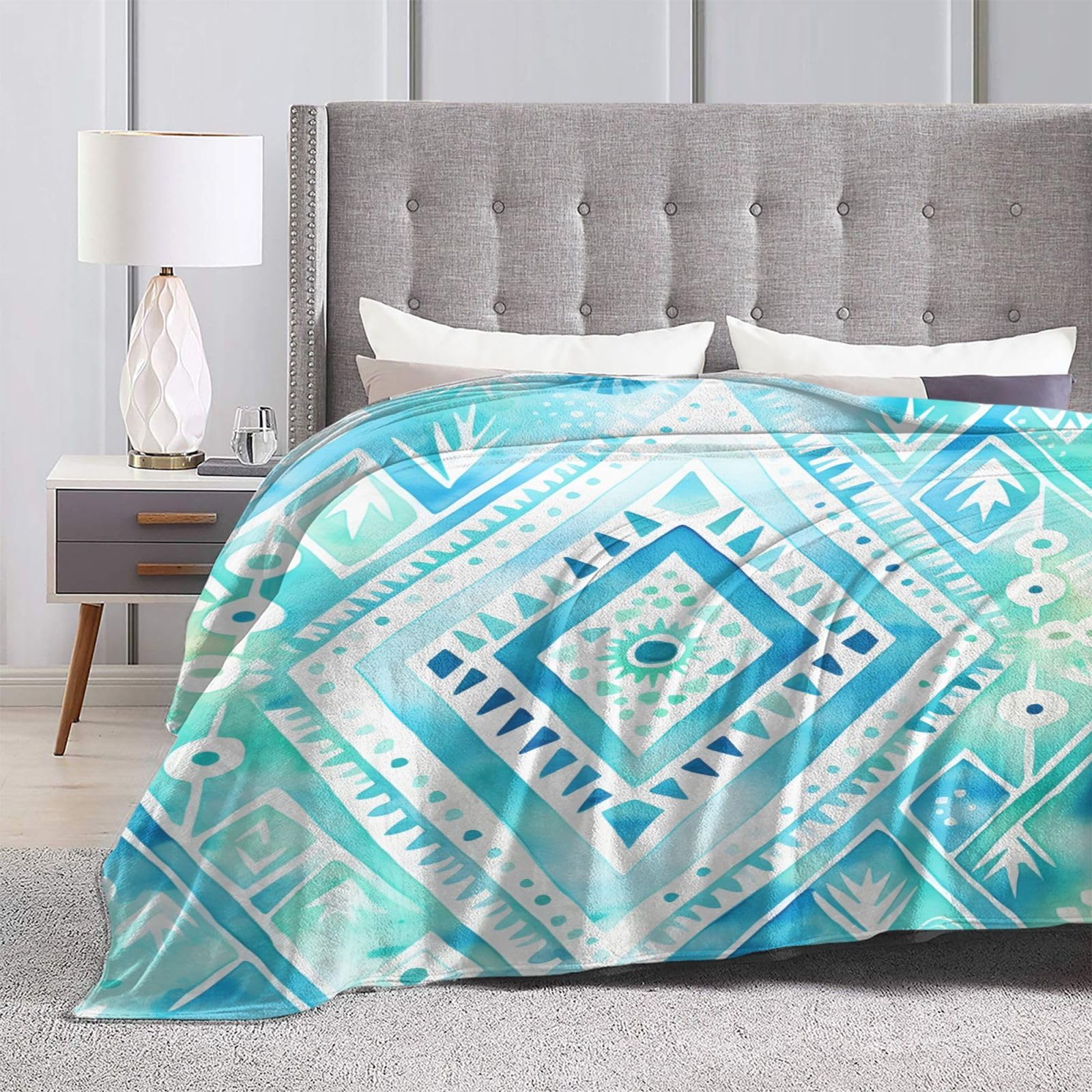 Amazon.com: Soft Fleece Blanket Blue Diamond Throw Blanket for