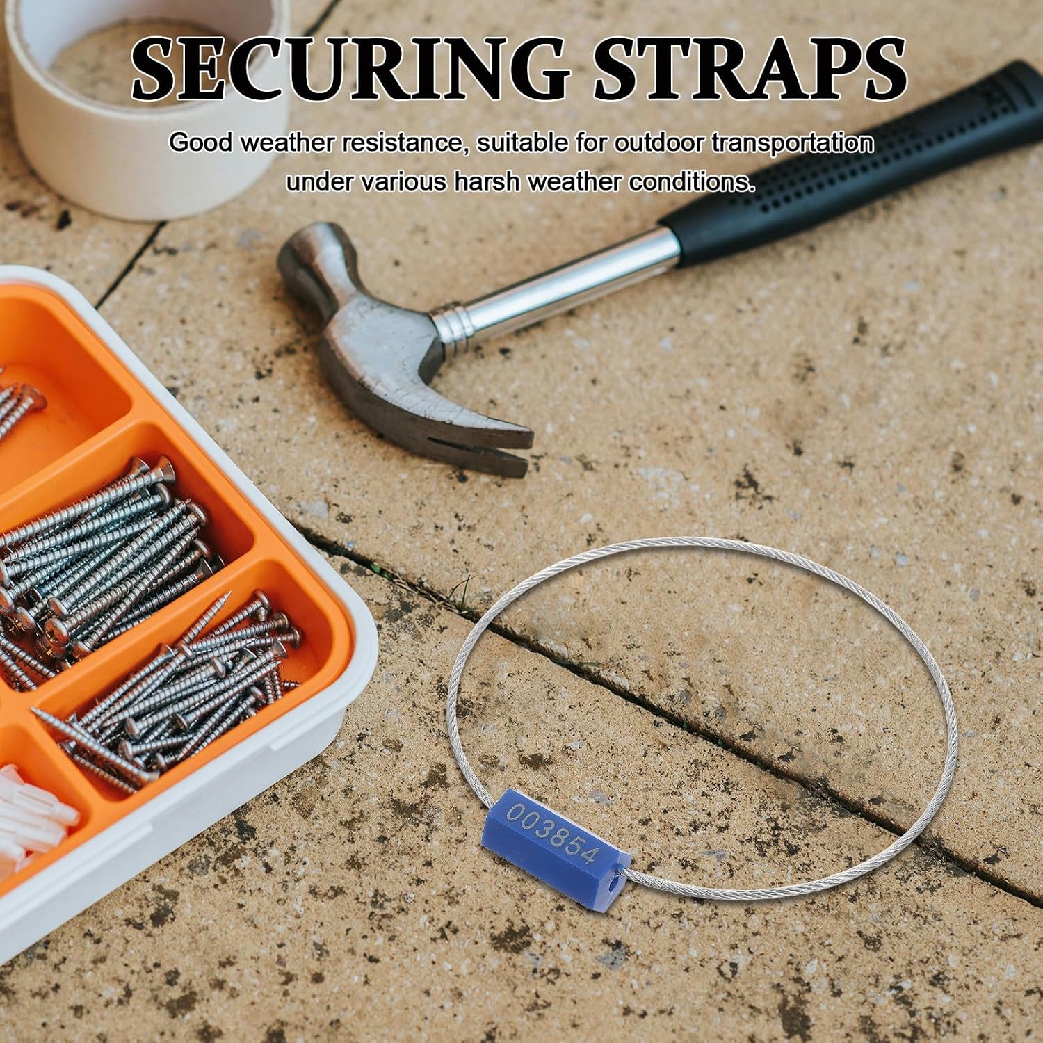 100pcs Dark Blue Stainless Steel Security Cable Wire Seals with Numbered Anti-Tamper Tags for Freight Containers Truck Trailers Shipping