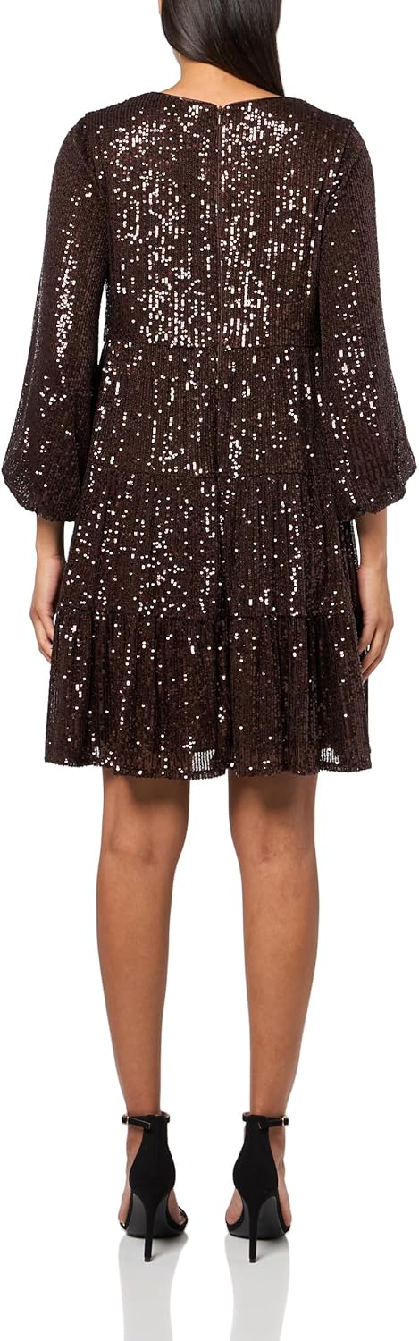Eliza J Womens 3/4 Balloon Sleeve Sequin Tiered Skirt Baby Doll Dress - Image 2