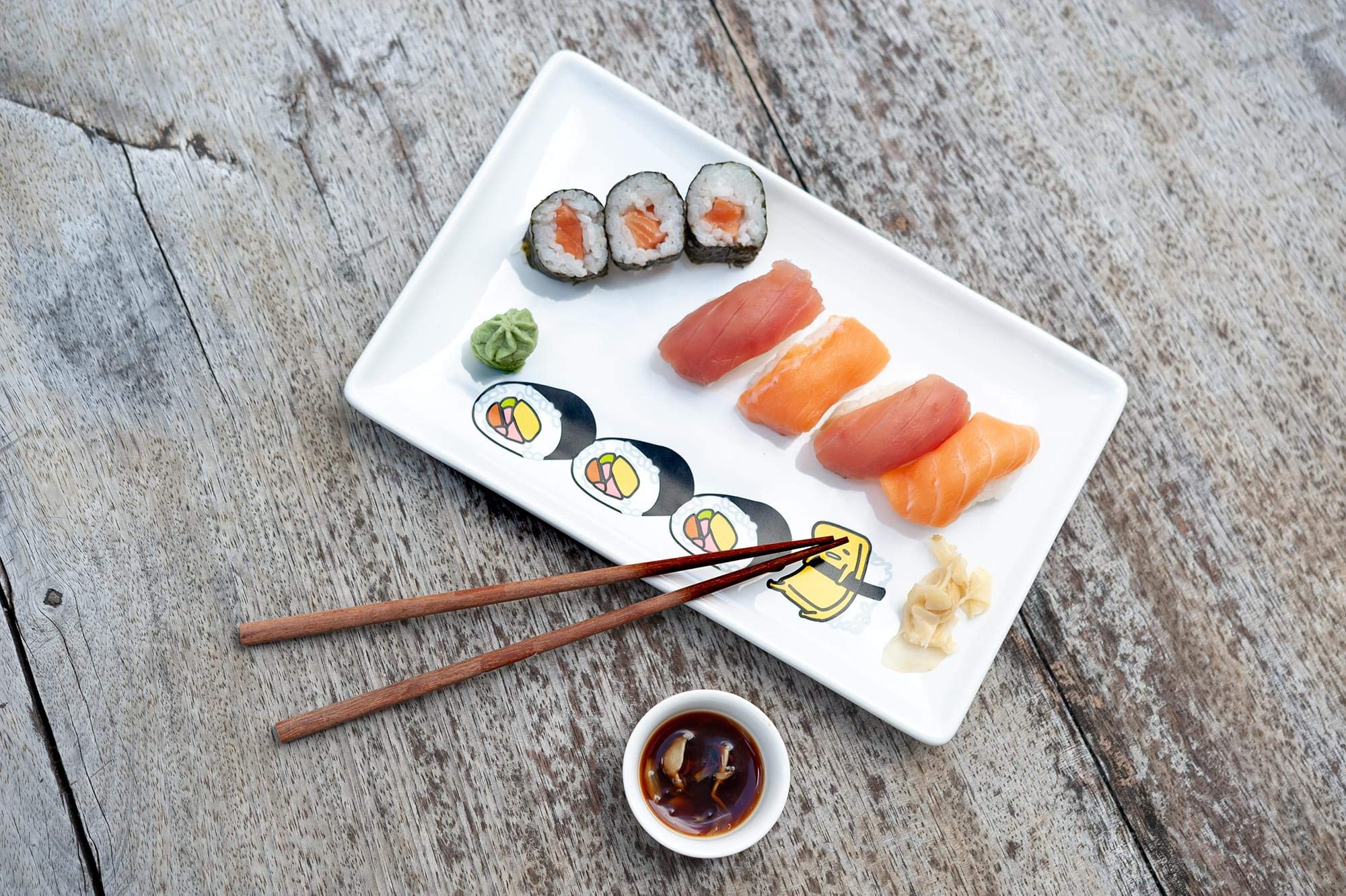 Amazon | ぐでたま ストーンウェア お寿司セット お皿付き わさび皿 箸