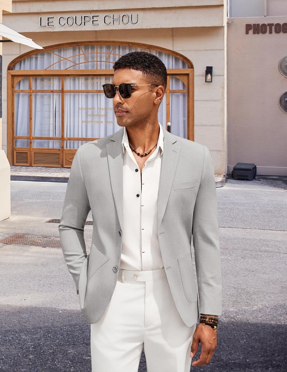 COOFANDY Men's Casual Linen Blazer Jacket Lightweight Sport Coats Two Button Suit Jackets - Image 5