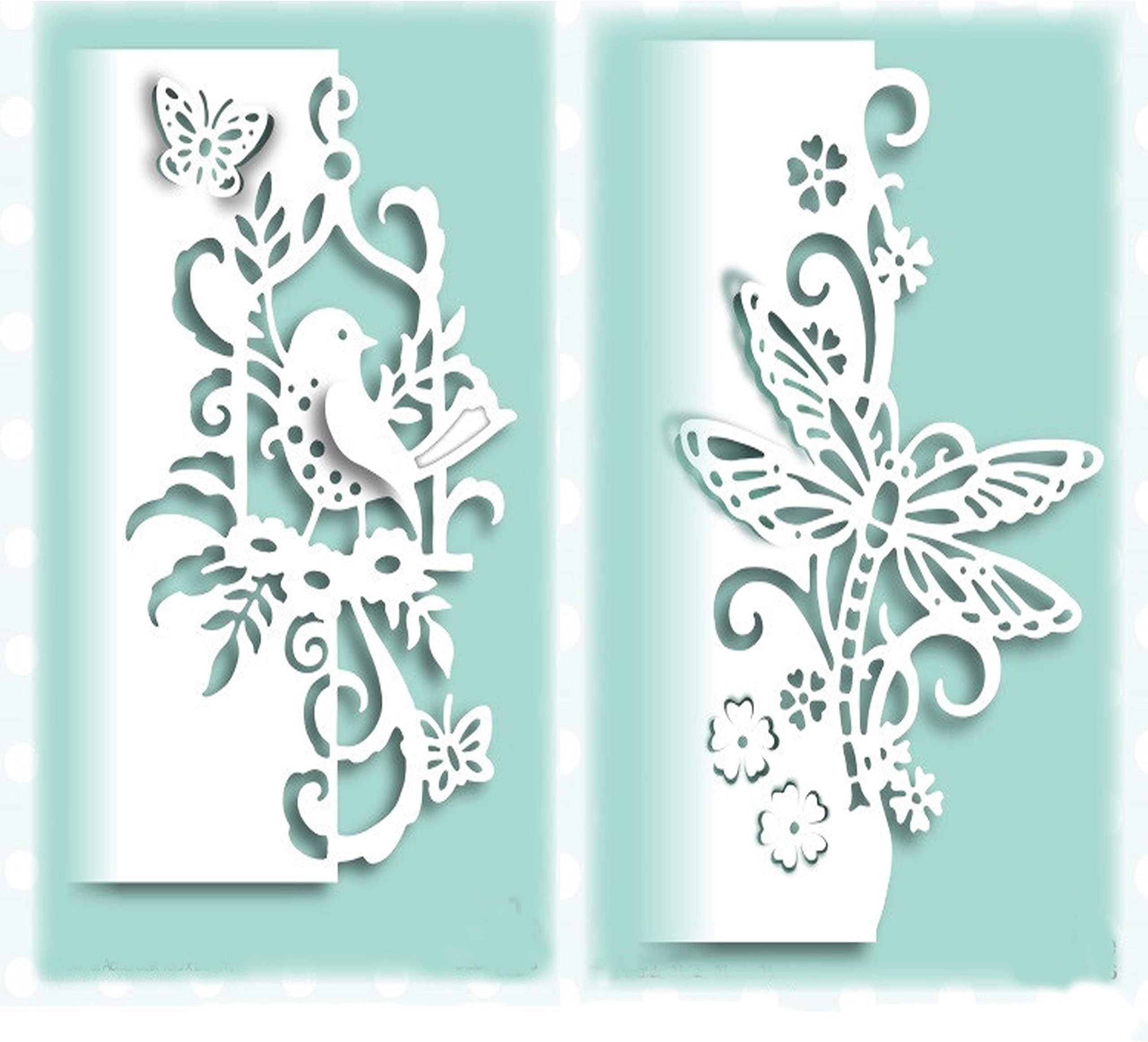 2pcs Metal Die Cuts,Lace Bird Butterfly Dragonfly Metal Cutting Dies Stencils DIY Invitation Scrapbook Embossing Album Paper Photo Craft for Card Making Mould Mold Template