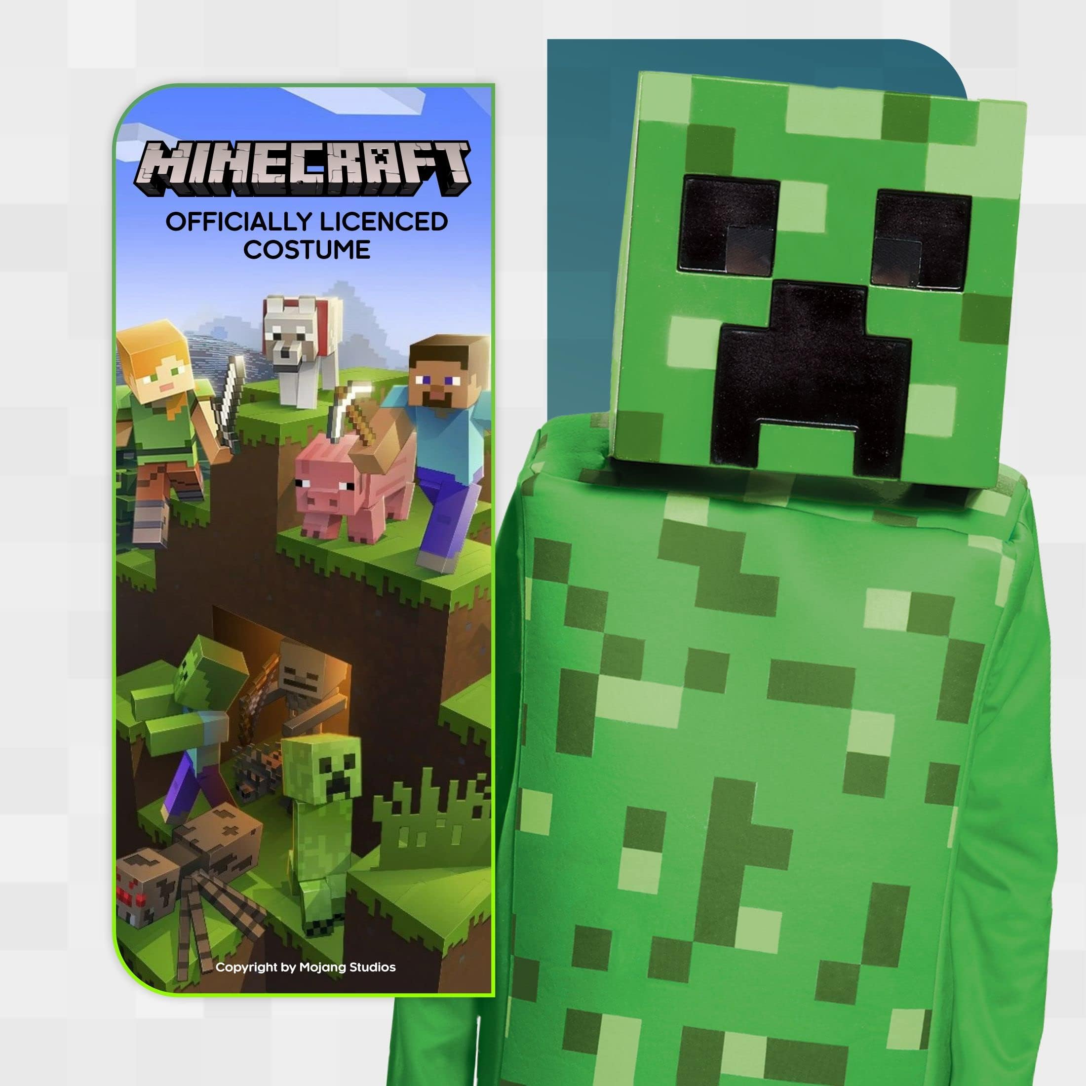 Disguise Kids Mojang Minecraft DISK65642K Klasyczny Kostium Creepera, Chłopcy, Zielony