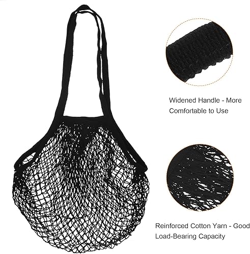 Miniatura 4 de MECCANIXITY Bolsa de malla de algodón, 15 x 12.2 pulgadas, mango largo, reutilizable, lavable, malla de red, organizador para frutas, verduras,