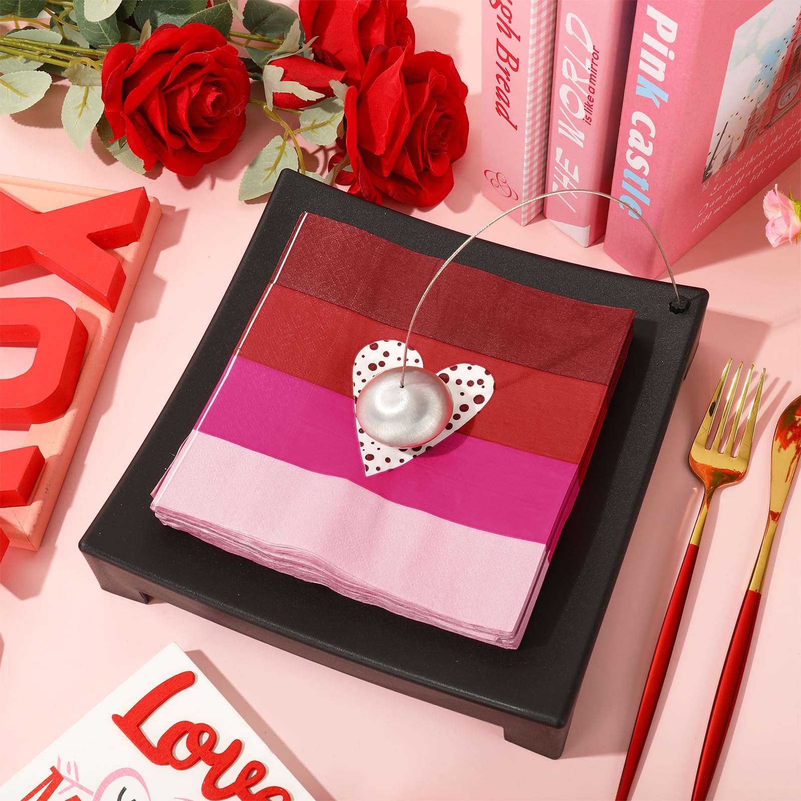 Whaline 80er Pack Papierservietten Mit Smiley-Muster - 16,5x16,5 Cm, Hot Pink, Für Y2K & Schulpartys