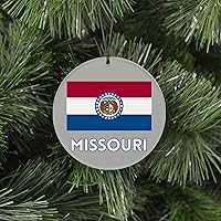 Vista 2 de Missouri Christmas Ornament - Festive Design Featuring State Flag - 2026 Hanging Acrylic Disc Decoration for Tree - Unique and Home Decor