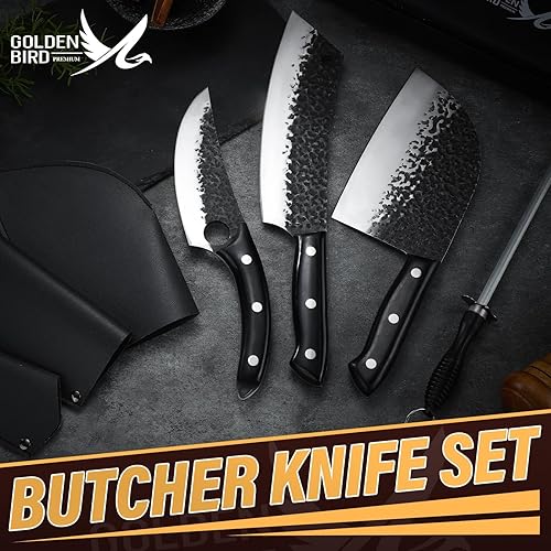Miniatura 8 de Golden Bird Viking Knives - Cuchillos para hombre de las cavernas, hechos a mano, filete de pesca y cebo de acero al carbono, cuchillo de chef