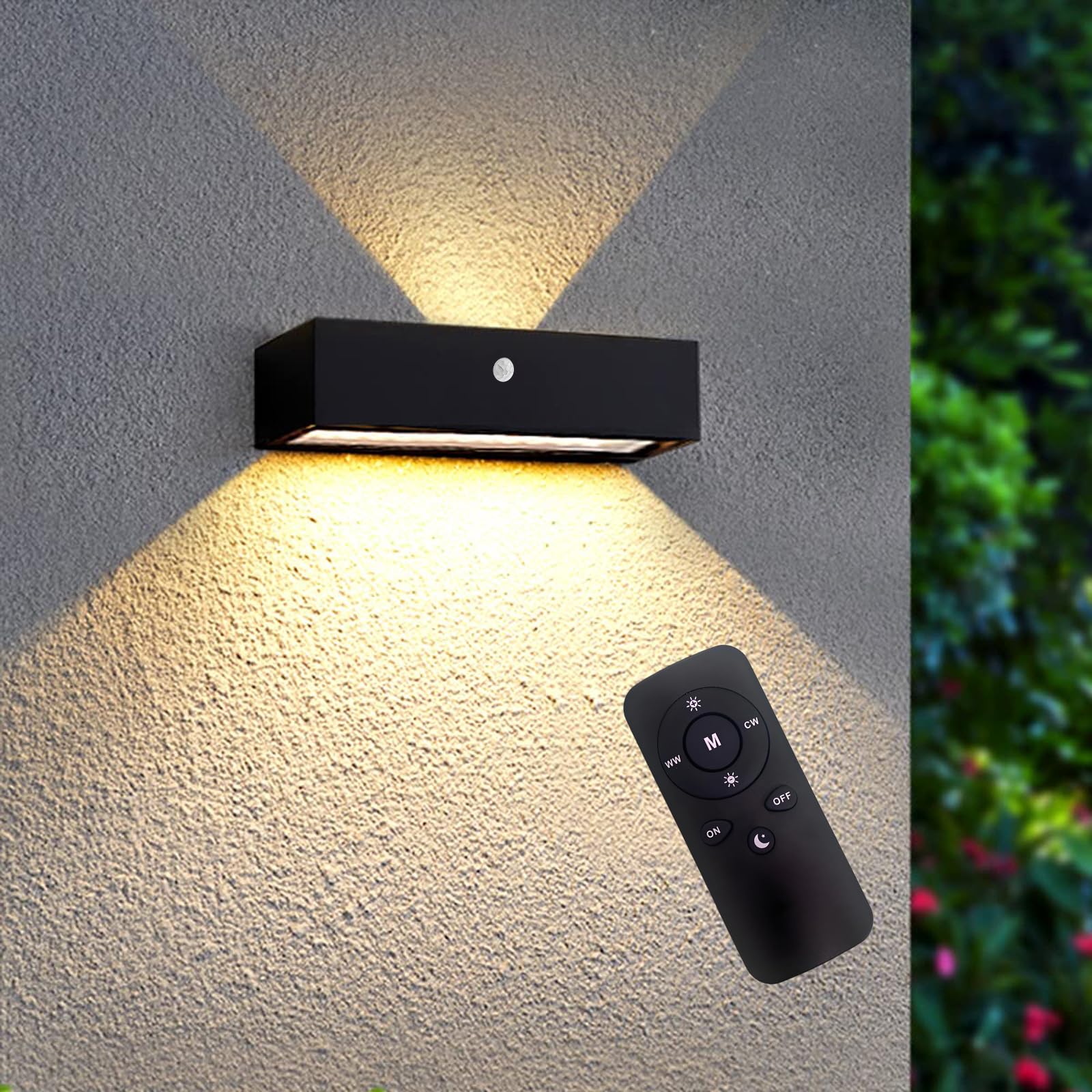 GCDFGV Solar Wall Lights Outdoor, 3 Mode Motion Sensor Dusk to