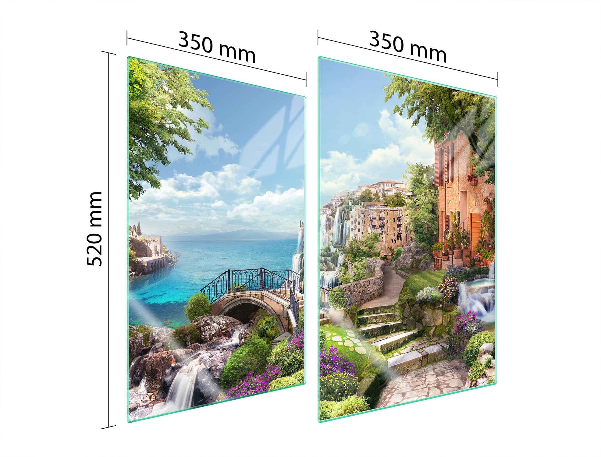 TMK ArtDeko Placa protectora de vitrocerámica 35 x 52 cm 2 piezas cocina eléctrica universal para inducción protección contra salpicaduras tabla de cortar de vidrio templado, Campo