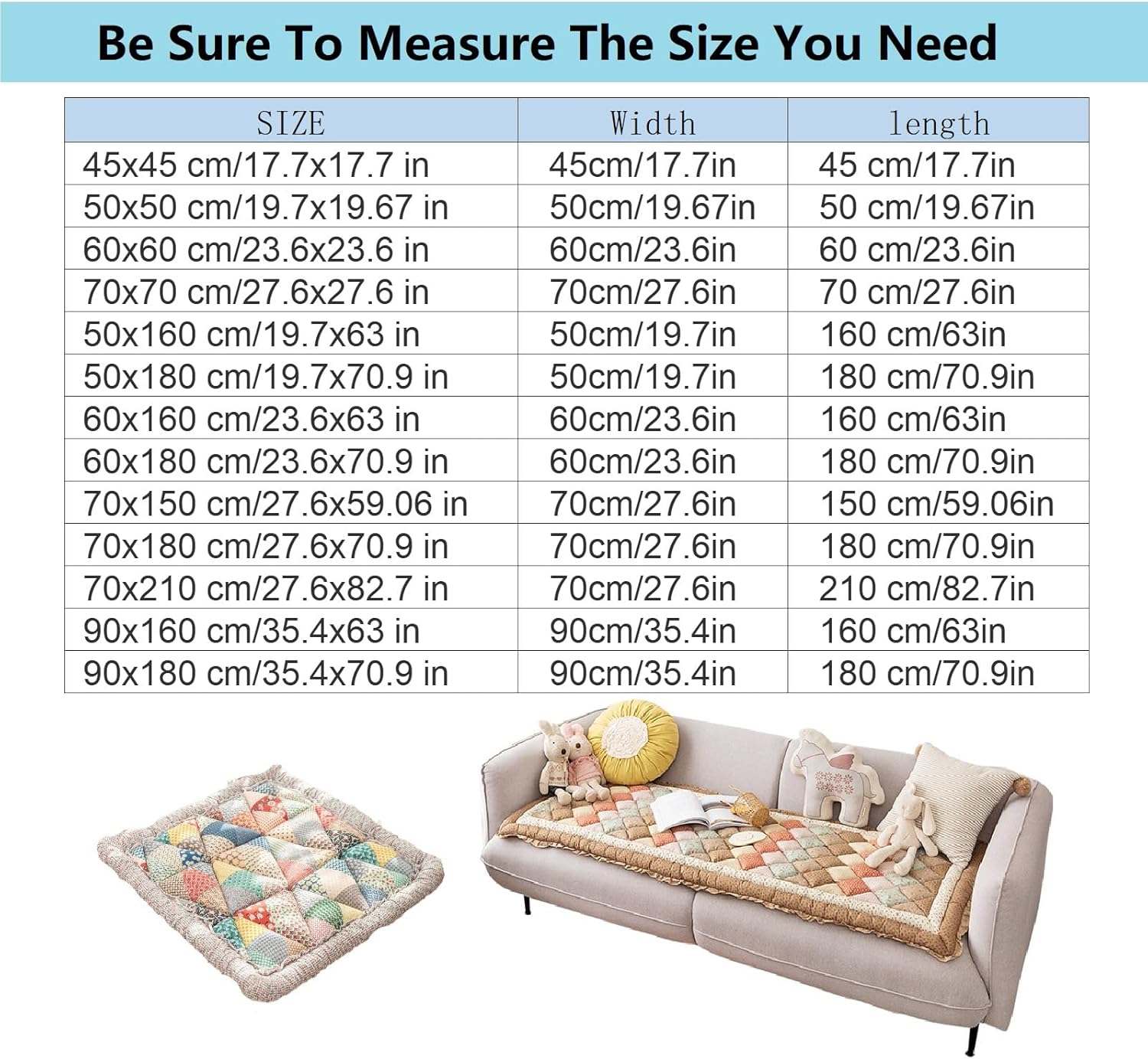 Funny Couch Cover - Garden Cotton Protective Plaid Cream-Coloured Large Square Pet Mat Bed (Triangular Lattice Iris, 60x160 cm/23.6x63 in)