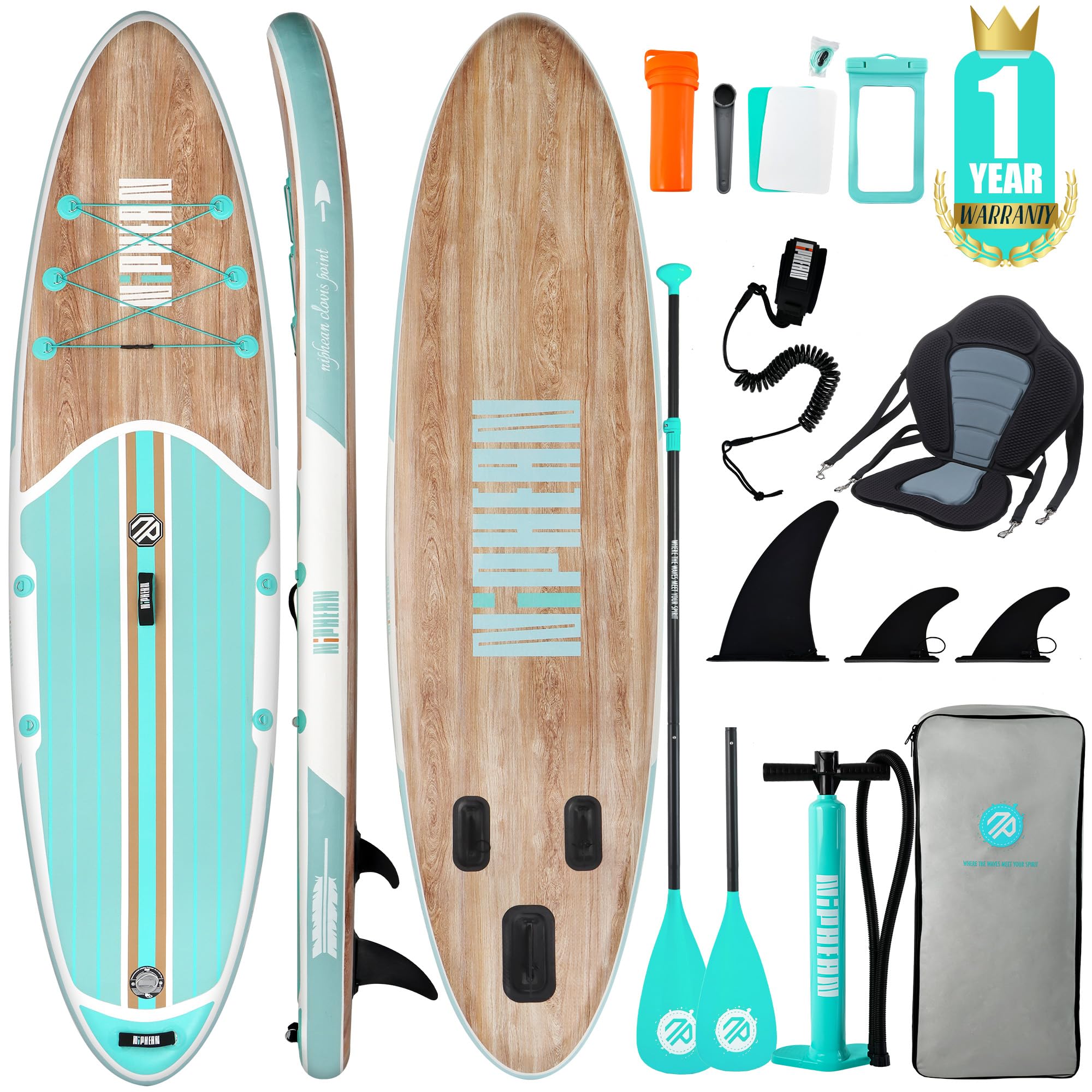 Niphean Tabla de Paddle Surf Hinchable con Accesorios Sup, Cubierta de EVA Antideslizante, Tabla de Paddle Surf de 320cm para Adultos y Jóvenes de Todos los Niveles de Habilidad