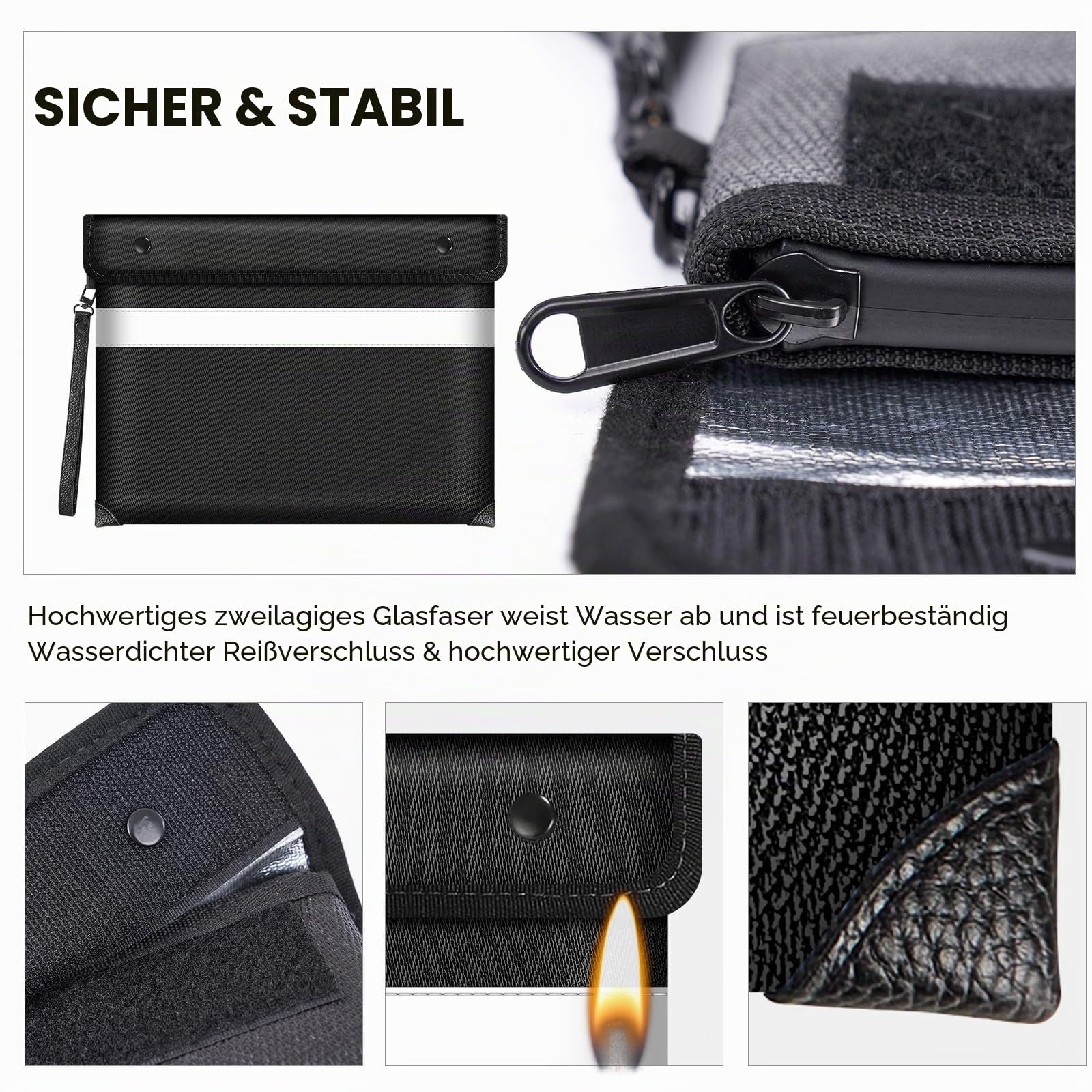 Fireproof Document Bag 5200°F Heat Insulated,Water Fire Proof Bag,Fireproof Money Bag for Cash
