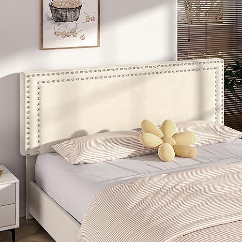 Miniatura 116 de VECELO Base de cama de tamaño matrimonial con cabecera tapizada ajustable, plataforma de listones de madera, diseño sin ruido, fácil montaje Negro
