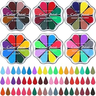 Jetec 6 Packs Petal Ink Pads Finger Ink Stamp, Rainbow Rubber Stamps Was...