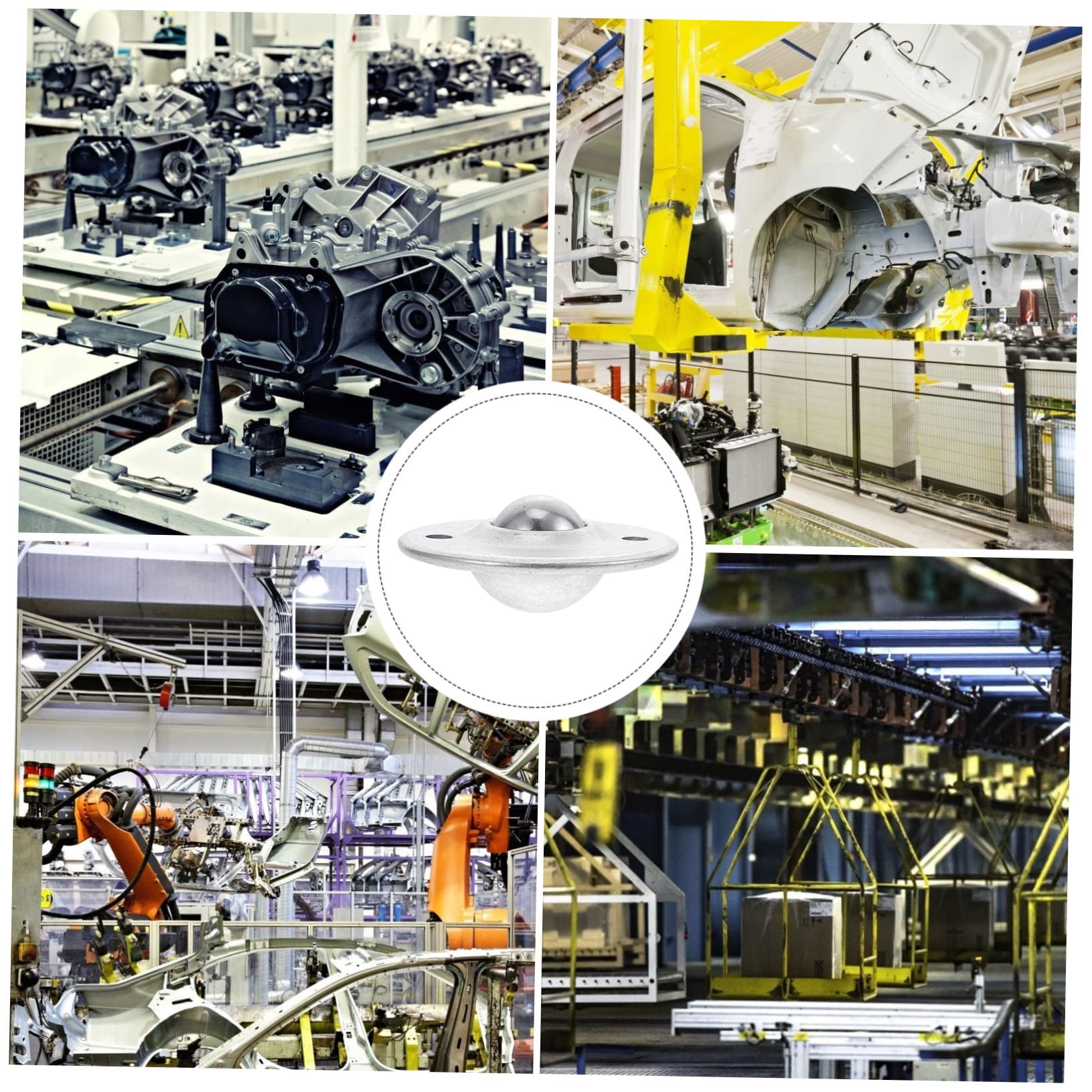 OSOLADY 1 Set 10 Pcs Bullseye Wheel Ball Chair Wheels Roller Bearing Transfer Roller Caster Wheels Mini Ball Transfer Bearing Round Ball Casters Rolling Flange Transfer Carbon Steel Silver