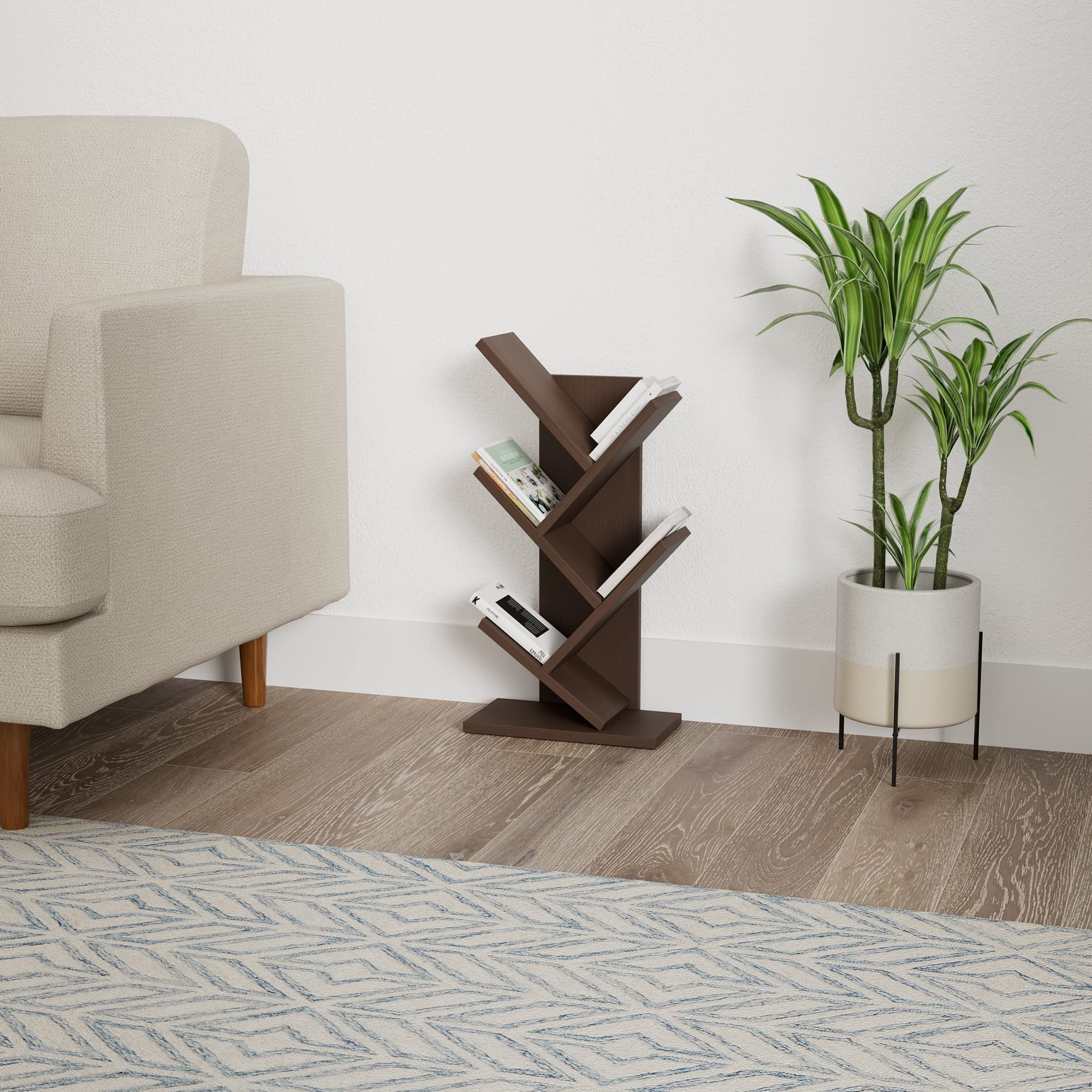 Amazon Brand - Solimo Molfort Engineered Wood Bookshelf with 4 Shelves, Acacia Dark-image-18