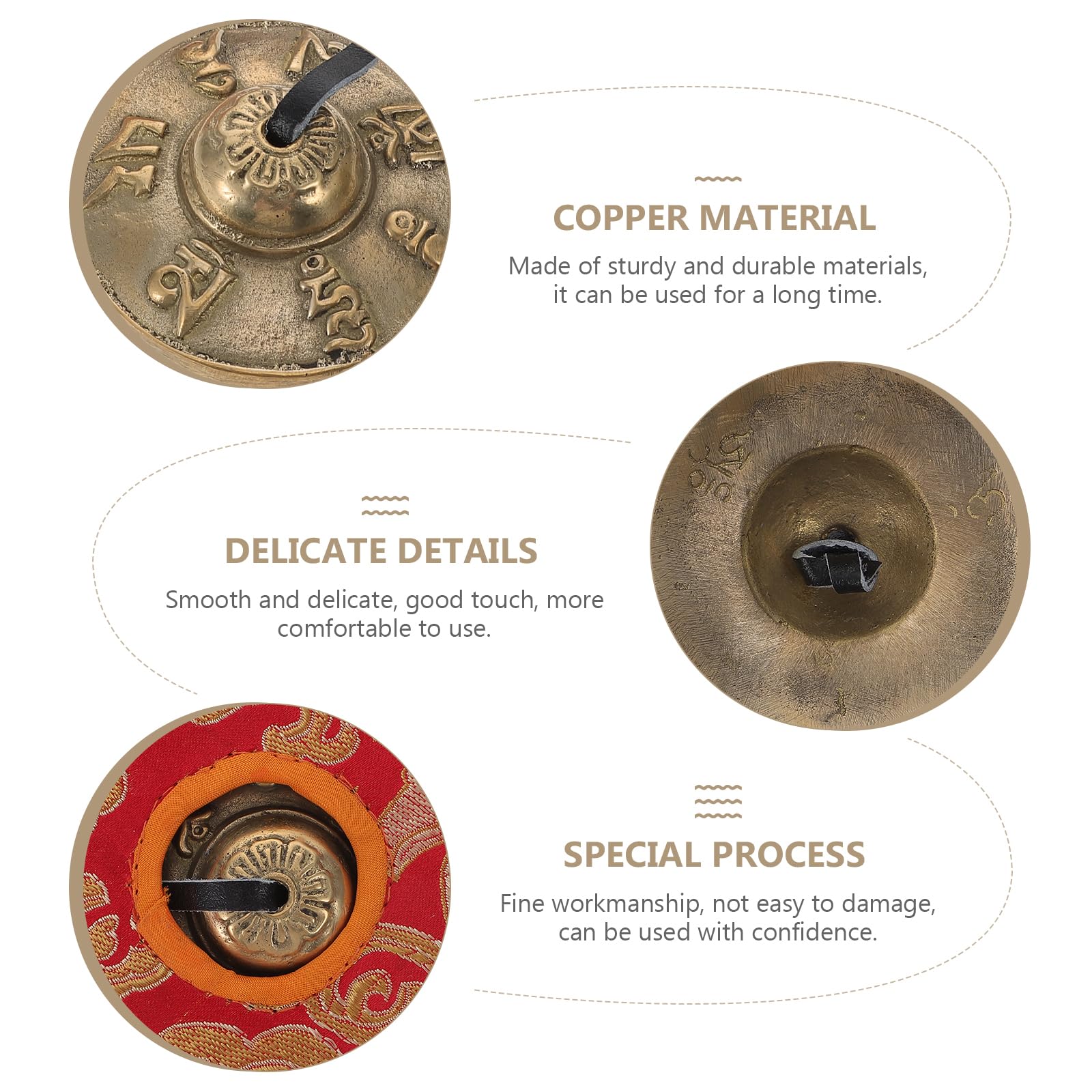 HOMSFOU 1 Satz Tibetische Tingsha-Glocken Meditationsglocke Behälter Musikinstrument Kinderinstrumente Touch-The-Bell Nepal-Schlaginstrument Mini-Kupfer-Fingerbecken