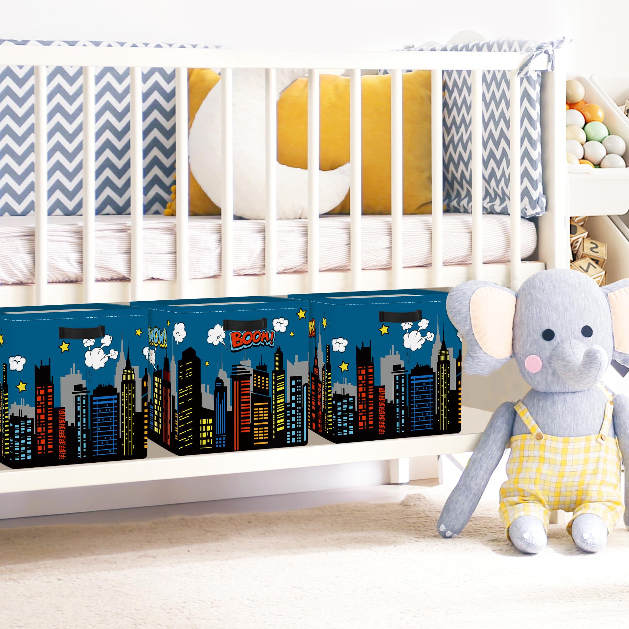Clastyle Lot de 3 boîtes de rangement cubiques de Noël pour enfants - Paniers de rangement en forme de flocon de neige pour étagères, festivals, crèches, livres, vêtements, jouets, biscuits en pain