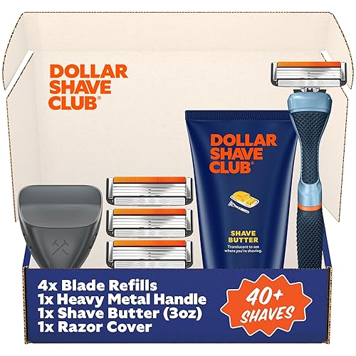 Dollar Shave Club  El juego de afeitado exclusivo para miembros  4 cartuchos de recambio Swift Rinse, 1 mango (azul), 1 mantequilla de afeitar de 85
