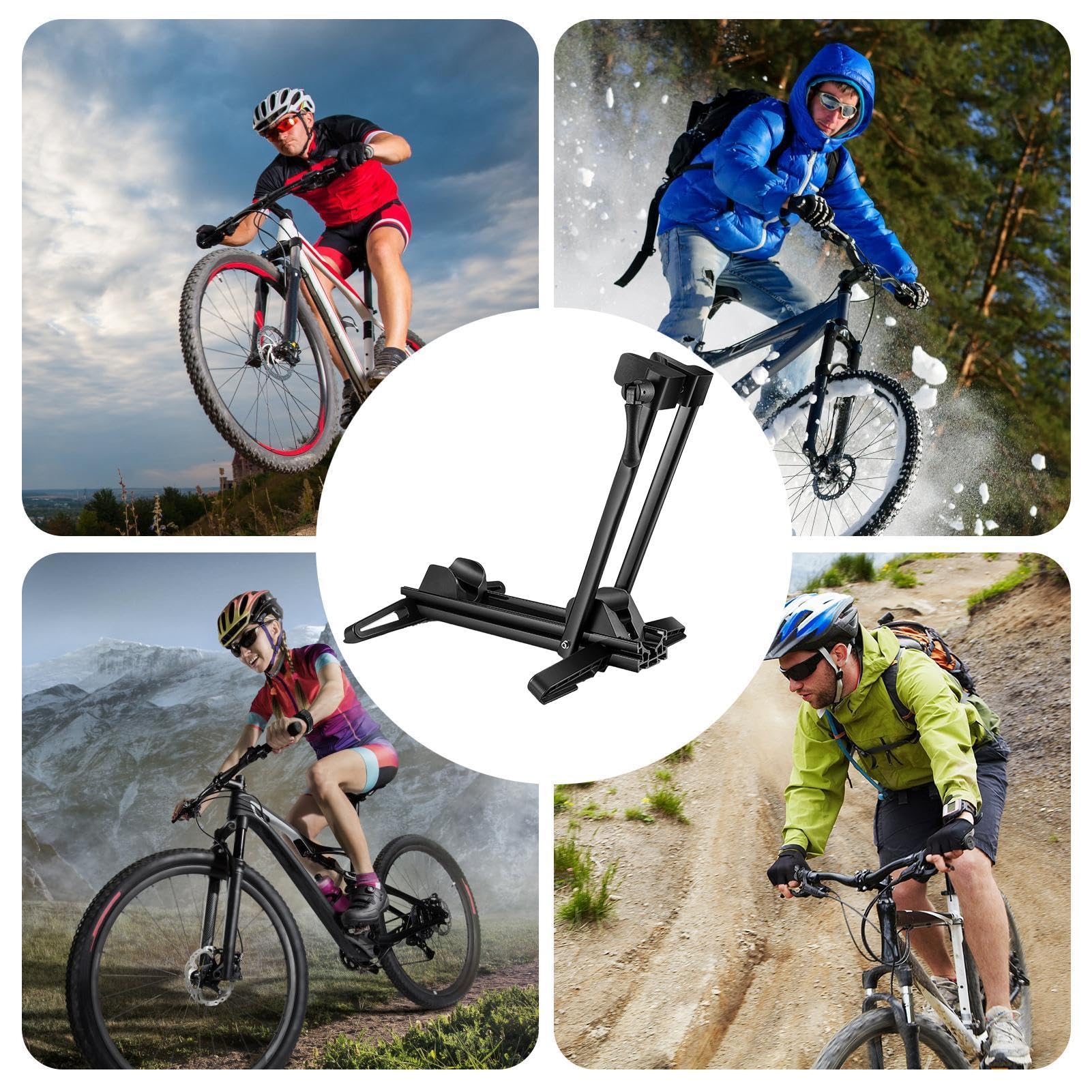 Porte-vélos, porte-vélos | Porte-vélos avec double barre de stationnement pour scooter | Support de garage autoportant, support de stationnement pliable, support d'intérieur pour