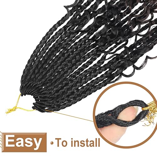 Miniatura 4 de Goddess - Trenzas de ganchillo con extremos rizados, trenzas bohemias de 18 pulgadas, paquete de 8 paquetes de 3 trenzas de ganchillo, extensiones