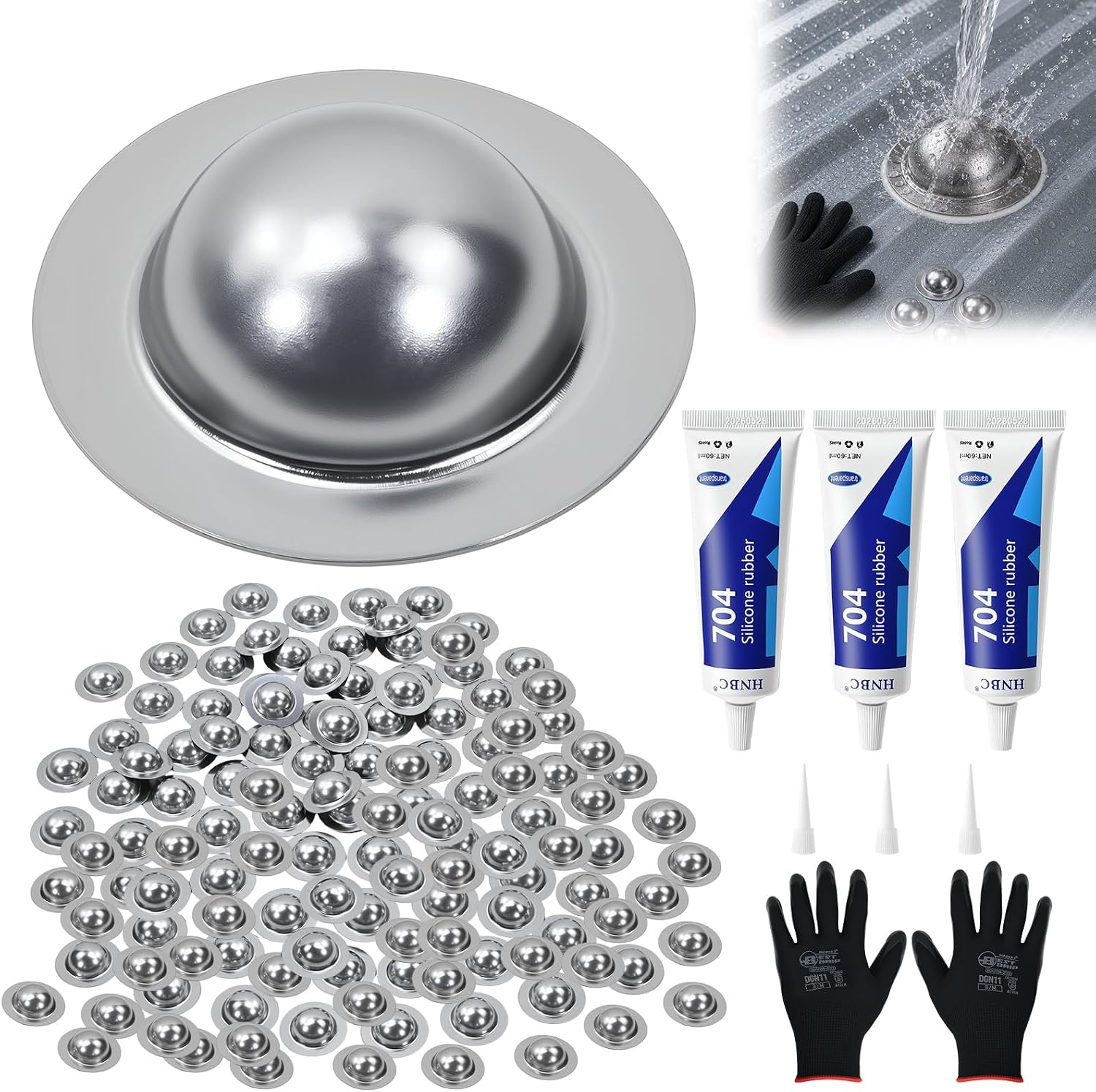 Complete Kit 100 Pack 304 Stainless Steel Metal Roof Screw Caps, Metal Roof Bolt Caps & Screw Covers, No Extra Tools Needed, Seal Over Existing Screws to Stop Leaks, Rustproof UV Resistant with Gloves
