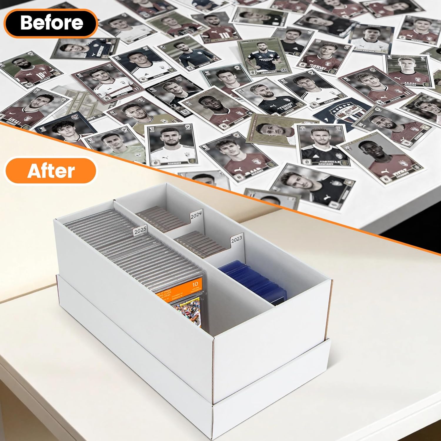 2 Pack Graded Trading Card Storage Box - 2 Rows Graded Card Case, Divided Cardboard Boxes for Sports Card Storage, Compatible with PSA/GMA/CSG/SGC/HGA