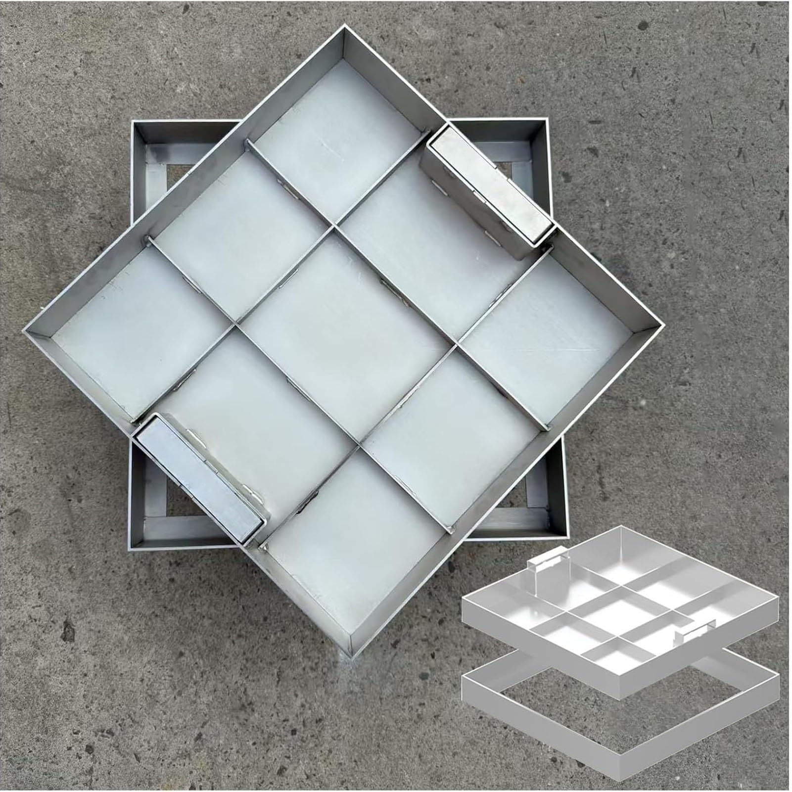 Couvercles d'inspection en métal carrés à encastrer pour base de regard en acier inox