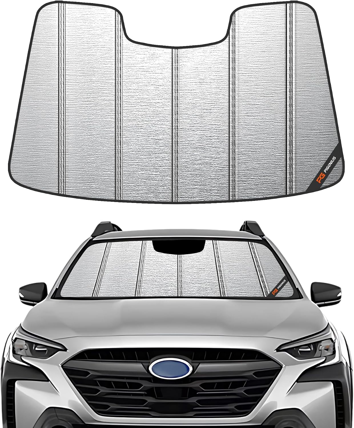 Pigenius Windshield Sunshade for Subaru Legacy/Outback 2023-2025 Eyesight (Without Wide-Angle Mono Camera), Metallic Silver Finish