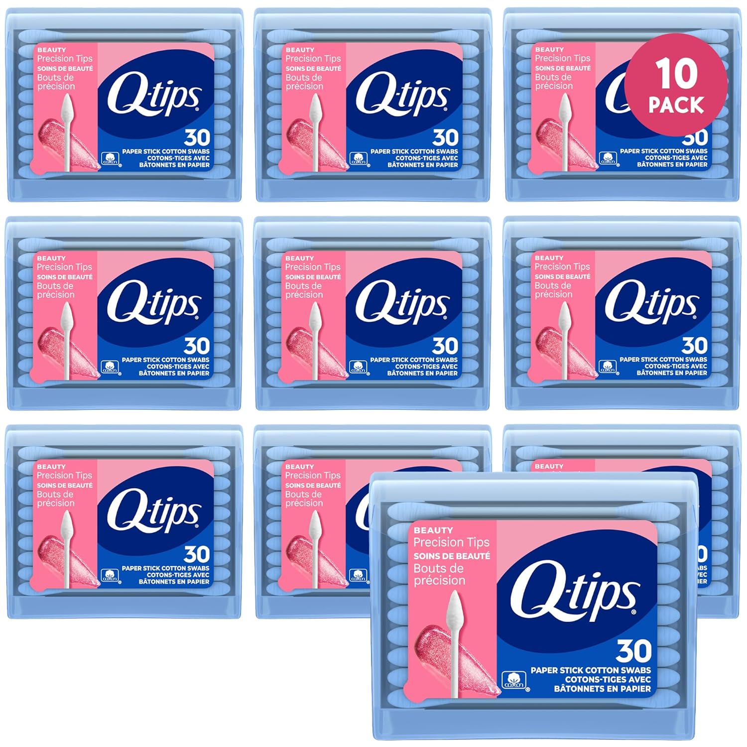 Q-tips Cotton Swabs, Precision Tips, Travel-Size 10-Pack – Household Essentials, Beauty & Personal Care, 30 Ct Ea