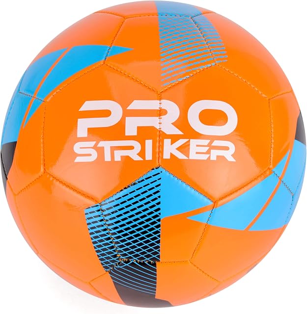 Pro Striker Football Soccer Ball for Training and Matches, Orange and Black, Size 5