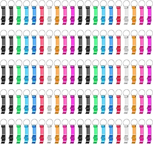 Miniatura 8 de Paquete de 200 llaveros coloridos de metal para abridor de botellas, pequeño abrelatas para fiestas (200 unidades)