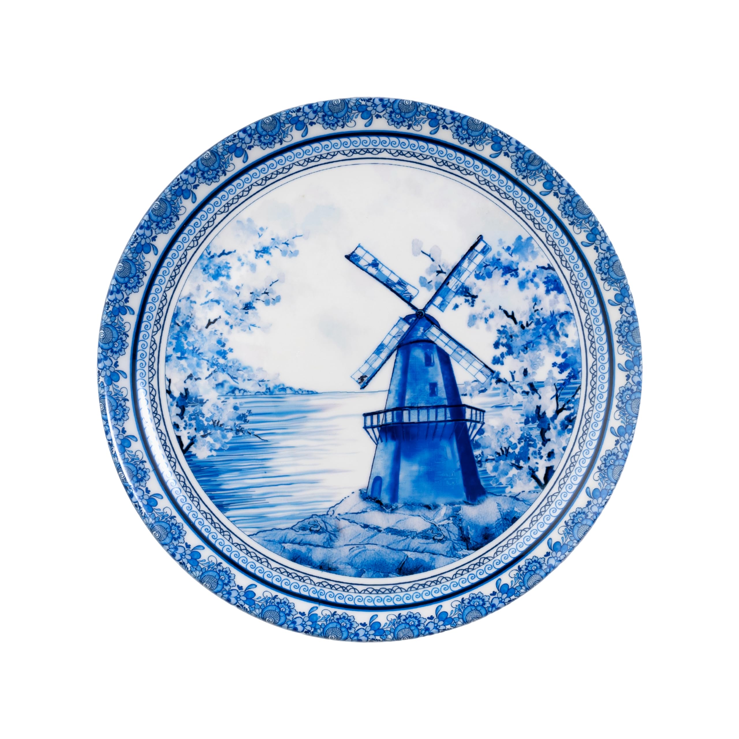 KOLOROBIA Decorative Wall Plate|Stand & Metal Hook|Pottery Inspired (Blue Tower)|Hanging Wall Plate| 7inch |Gift Box Packaging |Ceramic Wall Plate for Wall Décor I Home Décor I Living Room I Office