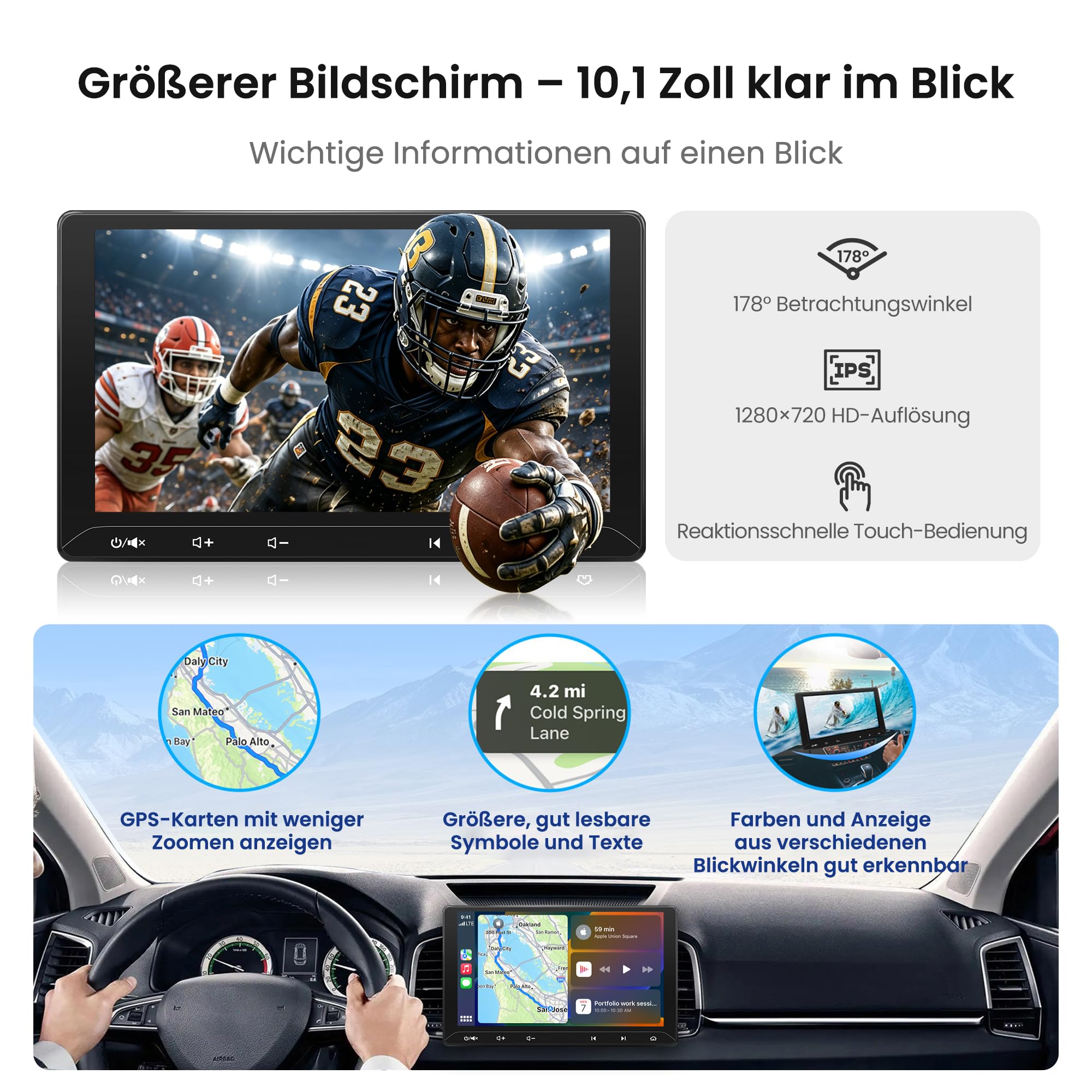 ATOTO CA-AEC122D Amplificateur Voiture, pour F7G211WE, 10,1" Autoradio 2 DIN avec CarPlay sans Fil et Android Auto | Écran Tactile Stereo avec Bluetooth, 4x29W RMS, 4V RCA, EQ 12 Bandes, Mirror Link