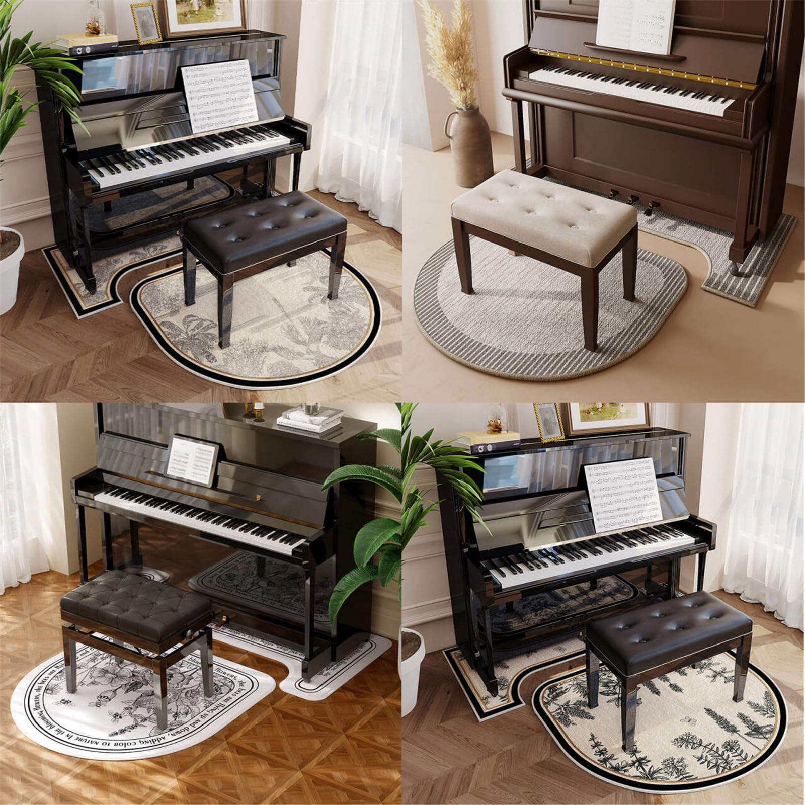 Chickwin Tapis Piano Droit Antidérapant Tapis Insonorisé pour Piano Droit Coussinets Acoustiques de Protection Moquette Acoustique Décoration pour Salon, Étude, Impression Simple (Art,70x160cm)