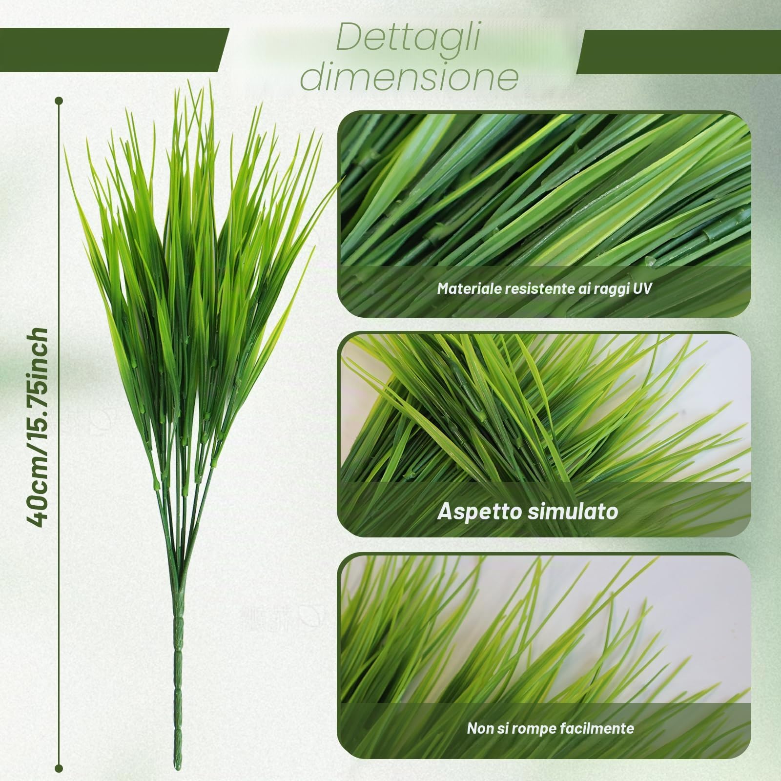 16 Piante di Erba Artificiale, Arbusti di Grano Artificiali da 40 cm, Piante Artificiali di Erba Alta per Decorazione all'aperto, Steli di Vegetazione Artificiale per Decorazione