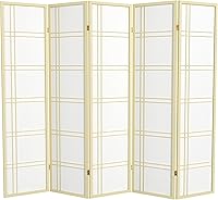 Vista 9 de Red Lantern Pantalla Shoji de doble cruz de 6 pies de alto, color gris, 6 paneles