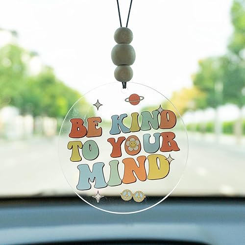 Miniatura 44 de Talataca Adorno plano 2D para automóvil Probably Late for Something y cuentas de madera, cita divertida con cuentas de accesorios para espejo